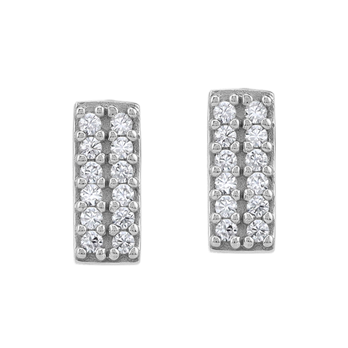 Silvershake Petite Cubic Zirconia White Gold Plated 925 Sterling Silver Minimalist Rectangle Design Geometric Trendy Chic Stud Earrings April Gemstone Birthstone Jewelry for Women - Silvershake-store