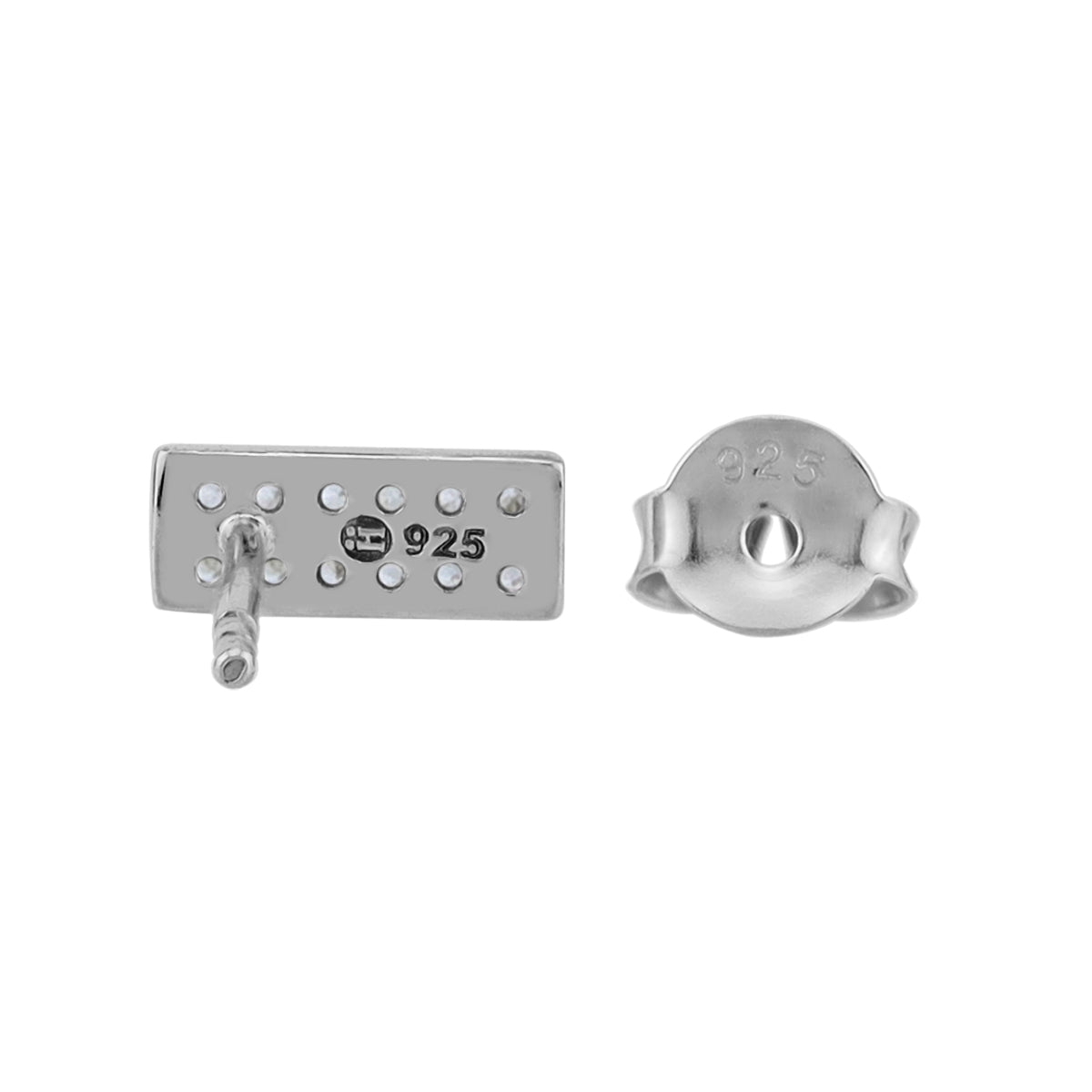 Silvershake Petite Cubic Zirconia White Gold Plated 925 Sterling Silver Minimalist Rectangle Design Geometric Trendy Chic Stud Earrings April Gemstone Birthstone Jewelry for Women - Silvershake-store
