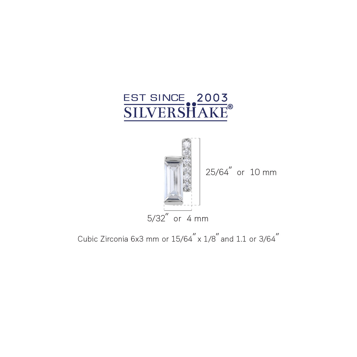 Silvershake Cubic Zirconia White Gold Plated 925 Sterling Silver Minimalist Trendy Double Bar Stud Post Earrings April Gemstone Birthstone Jewelry for Women - Silvershake-store