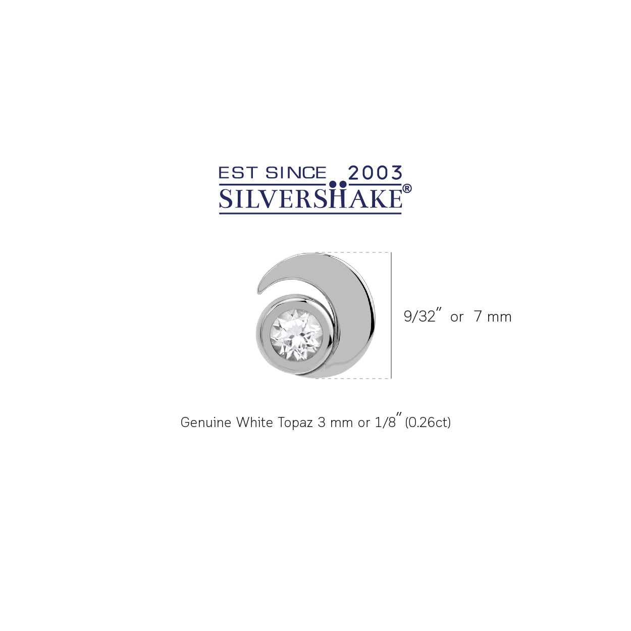 Silvershake 3MM Genuine Round Shape White Topaz 925 Sterling Silver Trendy Crescent Moon Casual Stud Earrings April Gemstone Birthstone Jewelry for Women - Silvershake-store