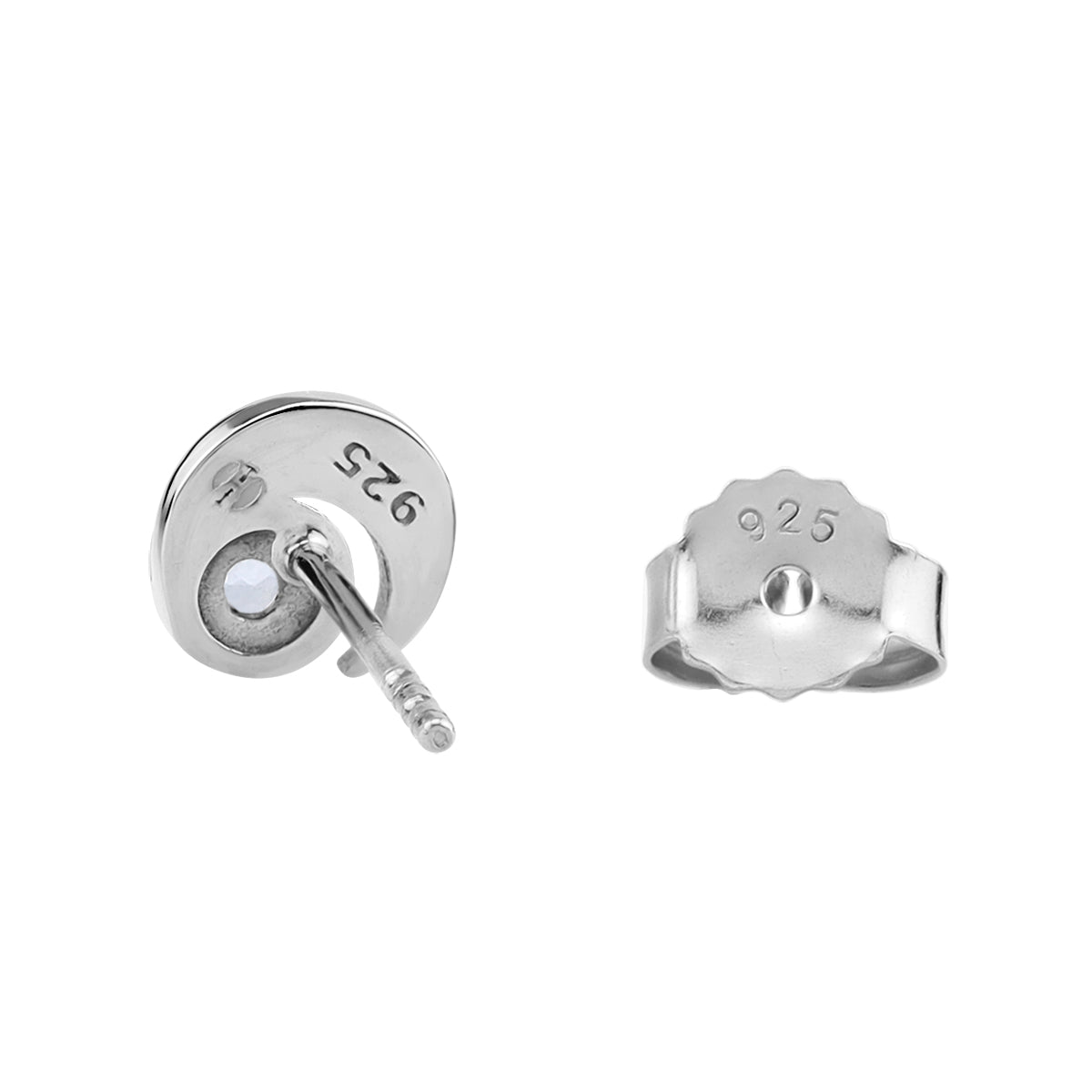 Silvershake 3MM Genuine Round Shape White Topaz 925 Sterling Silver Trendy Crescent Moon Casual Stud Earrings April Gemstone Birthstone Jewelry for Women - Silvershake-store