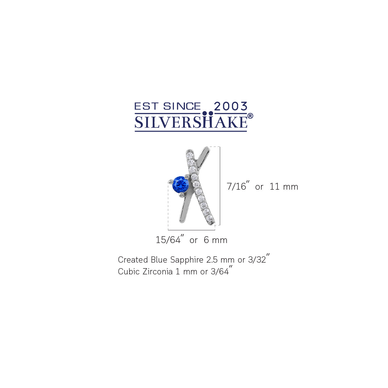11X6mm Created Blue Sapphire White Gold Plated 925 Sterling Silver Minimalist Trendy Chic X O Criss Cross Stud Post Earrings September Gemstone Birthstone Jewelry for Women - Silvershake-store