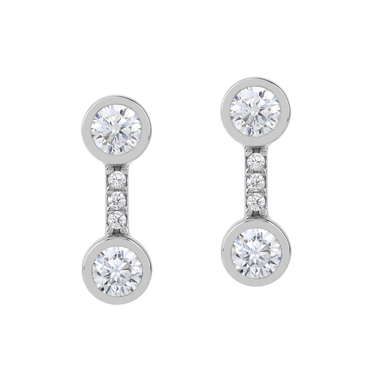 Cubic Zirconia White Gold Plated 925 Sterling Silver Minimalist Trendy Chic Stud Post Earrings April Gemstone Birthstone Jewelry for Women - Silvershake-store
