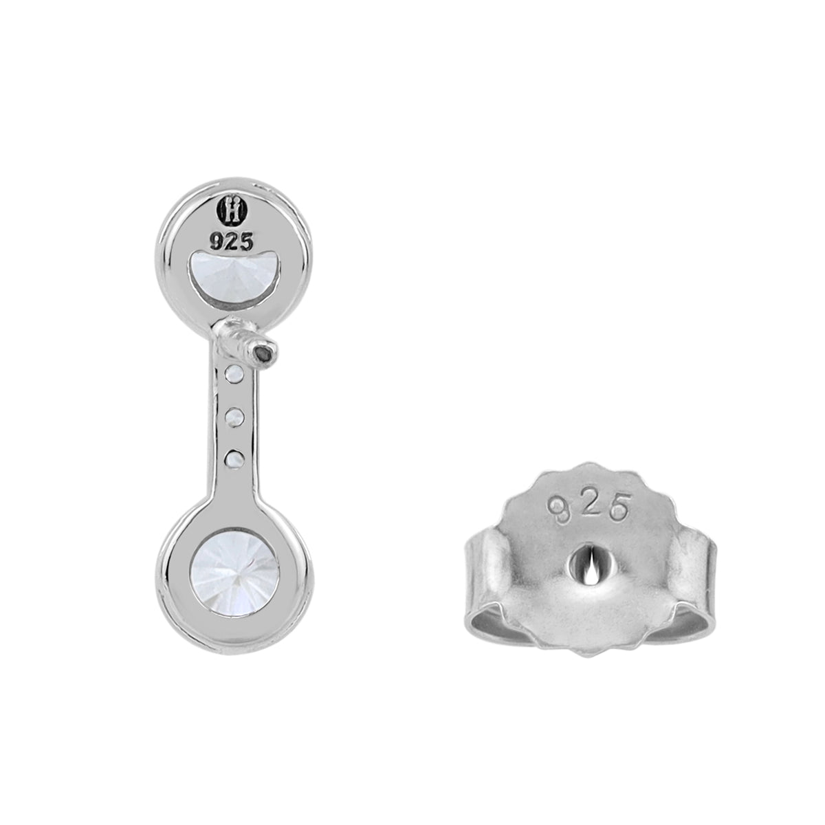 Cubic Zirconia White Gold Plated 925 Sterling Silver Minimalist Trendy Chic Stud Post Earrings April Gemstone Birthstone Jewelry for Women - Silvershake-store