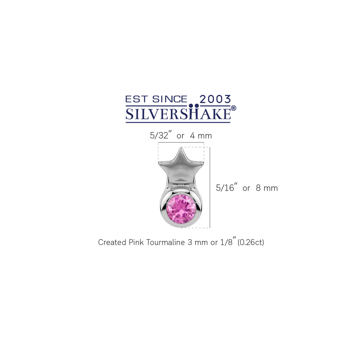 Petite 3MM Created Round Shape Pink Tourmaline White Gold Plated 925 Sterling Silver Minimalist Tiny Star Crown Stud Post Earrings October Gemstone Birthstone Jewelry for Women - Silvershake-store