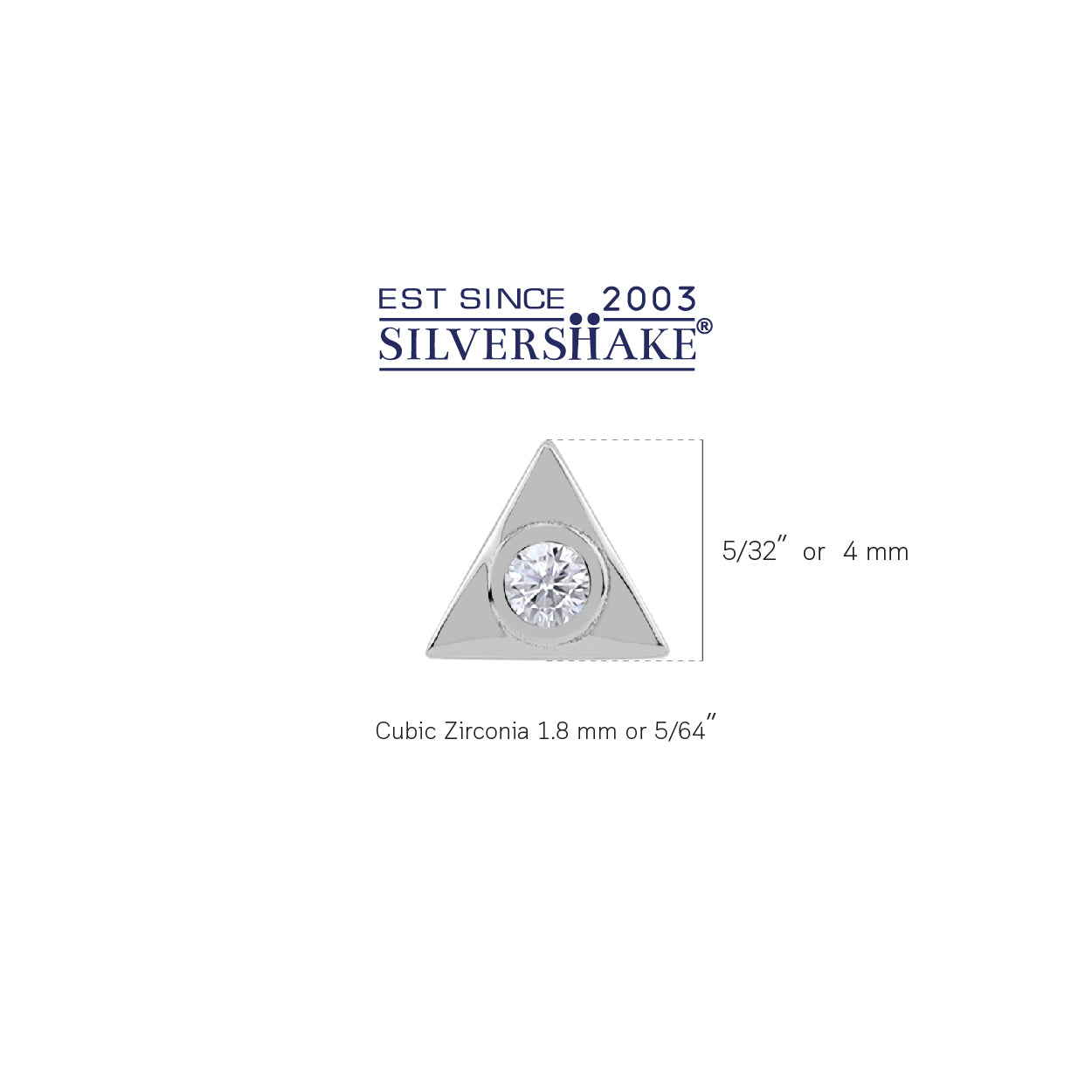 Extra Petite Cubic Zirconia White Gold Plated 925 Sterling Silver Minimalist Tiny Triangle Shape Geometric Casual Stud Earrings April Gemstone Birthstone Jewelry for Women - Silvershake-store
