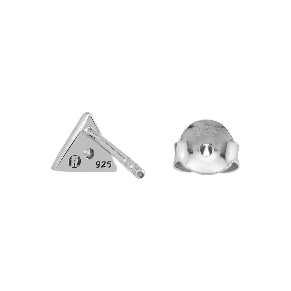 Extra Petite Cubic Zirconia White Gold Plated 925 Sterling Silver Minimalist Tiny Triangle Shape Geometric Casual Stud Earrings April Gemstone Birthstone Jewelry for Women - Silvershake-store