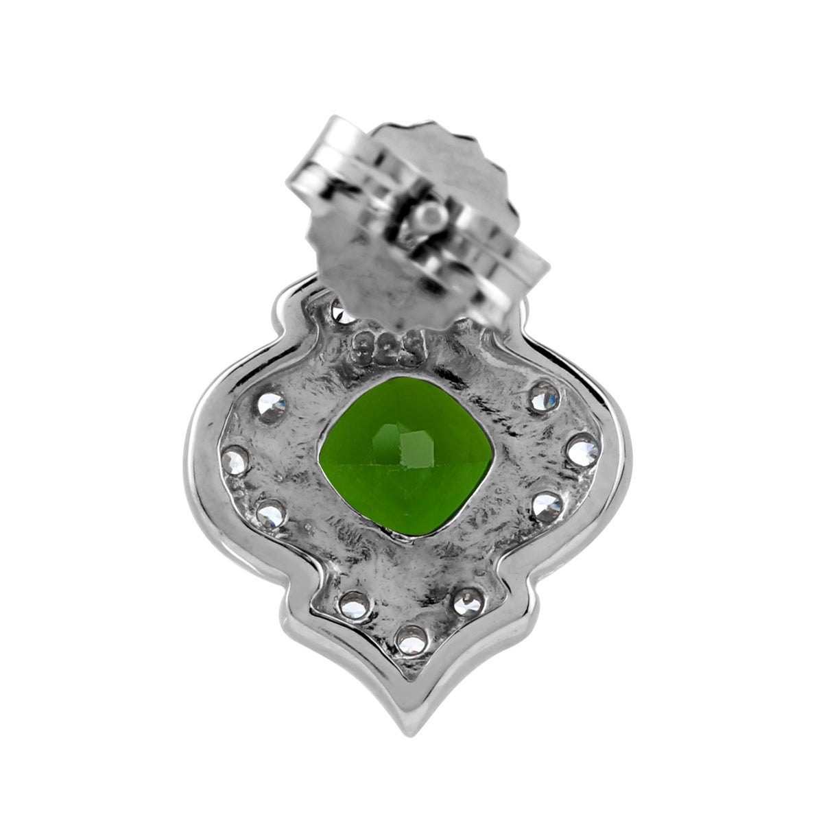 1.9 CTW 6MM Natural Cushion Shape Green Chrome Diopside White Gold Plated 925 Sterling Silver Vintage Style Stud Post Gemstone Earrings Jewelry for Women - Silvershake-store