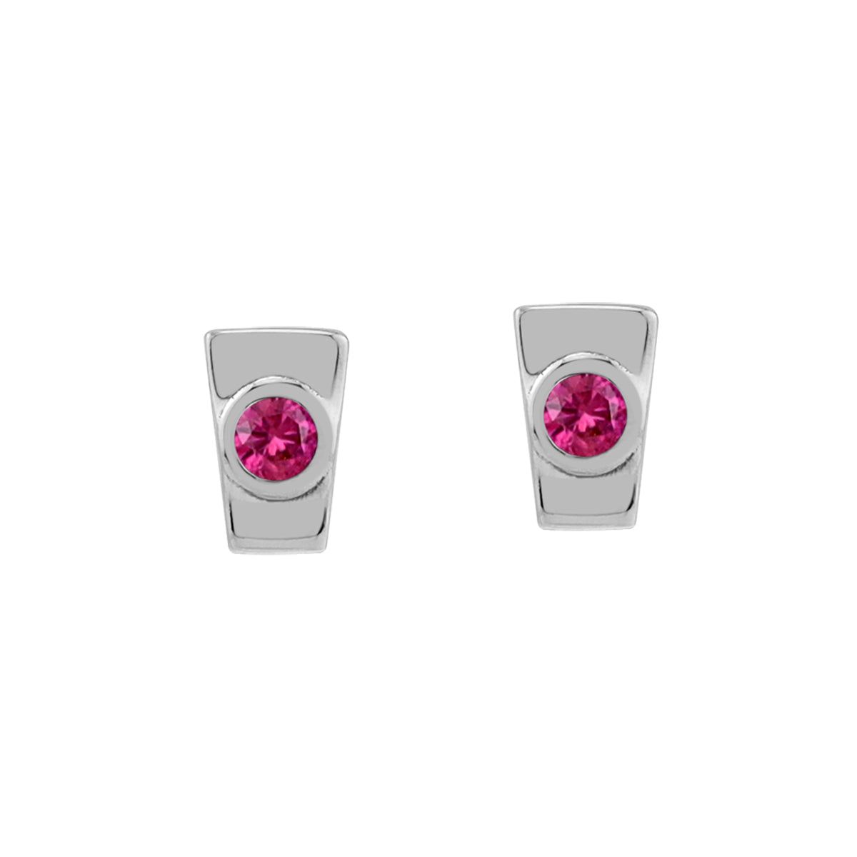 Ultra Petite Simulated Red Ruby White Gold Plated 925 Sterling Silver Minimalist Tiny Casual Stud Post Earrings July Gemstone Birthstone Jewelry for Women - Silvershake-store