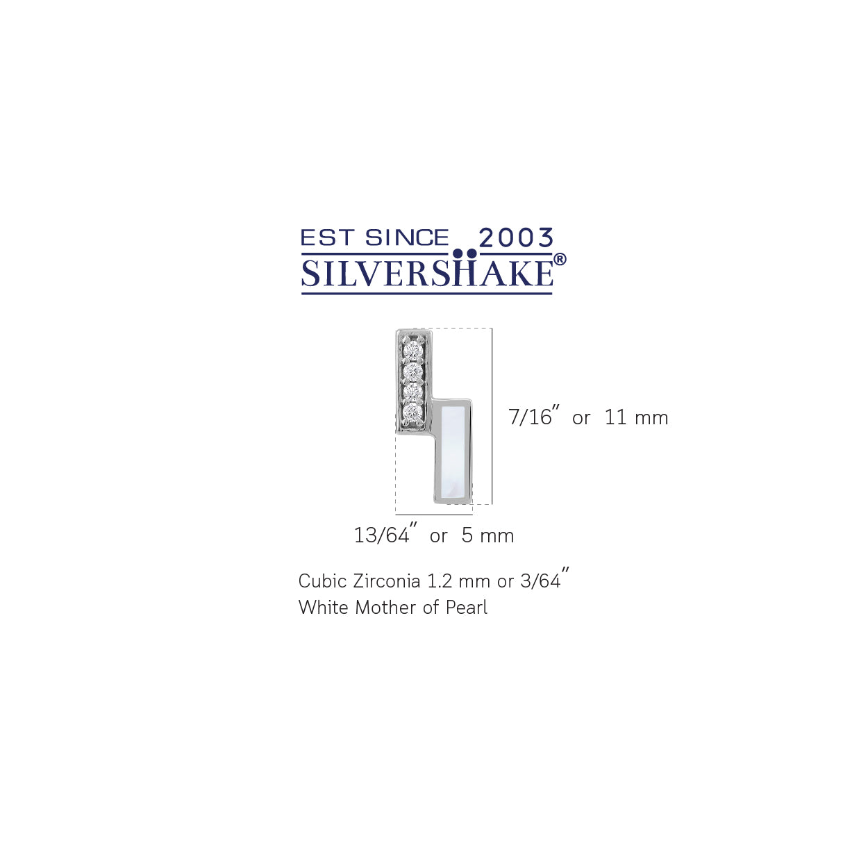 Mother of Pearl Inlay and Cubic Zirconia White Gold Plated 925 Sterling Silver Minimalist Trendy Twin Bar Geometric Stud Post Earrings Jewelry for Women - Silvershake-store