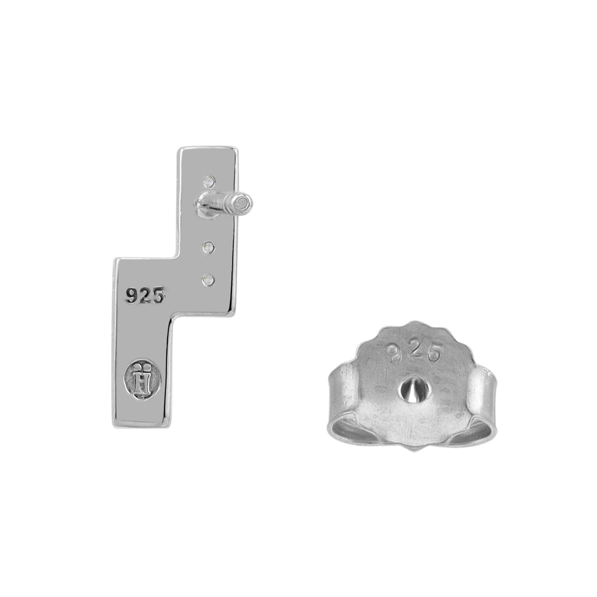 Mother of Pearl Inlay and Cubic Zirconia White Gold Plated 925 Sterling Silver Minimalist Trendy Twin Bar Geometric Stud Post Earrings Jewelry for Women - Silvershake-store