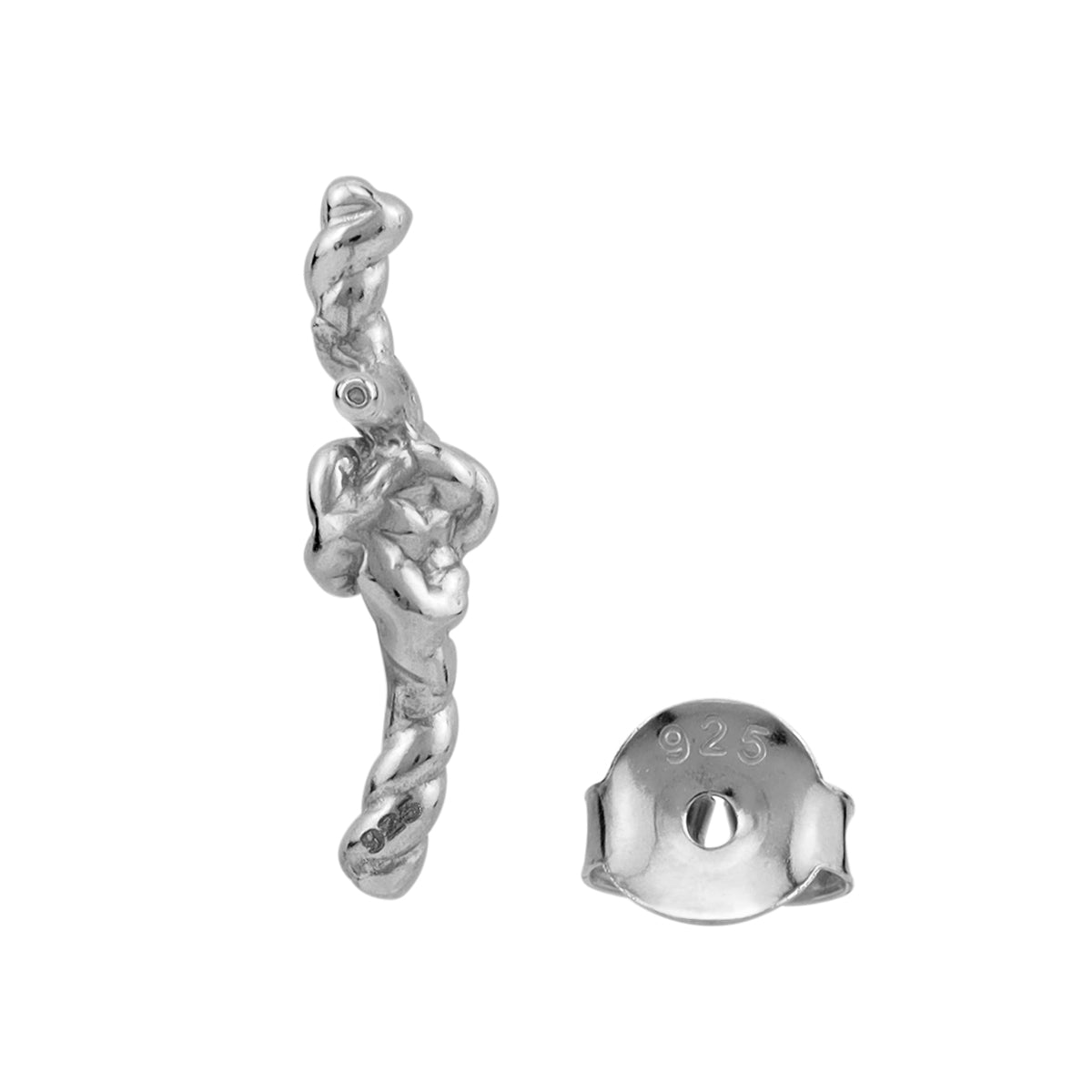 White Gold Plated 925 Sterling Silver Minimalist Trendy Chic Love Knot Rope Horizontal Stud Earrings Jewelry for Women - Silvershake-store