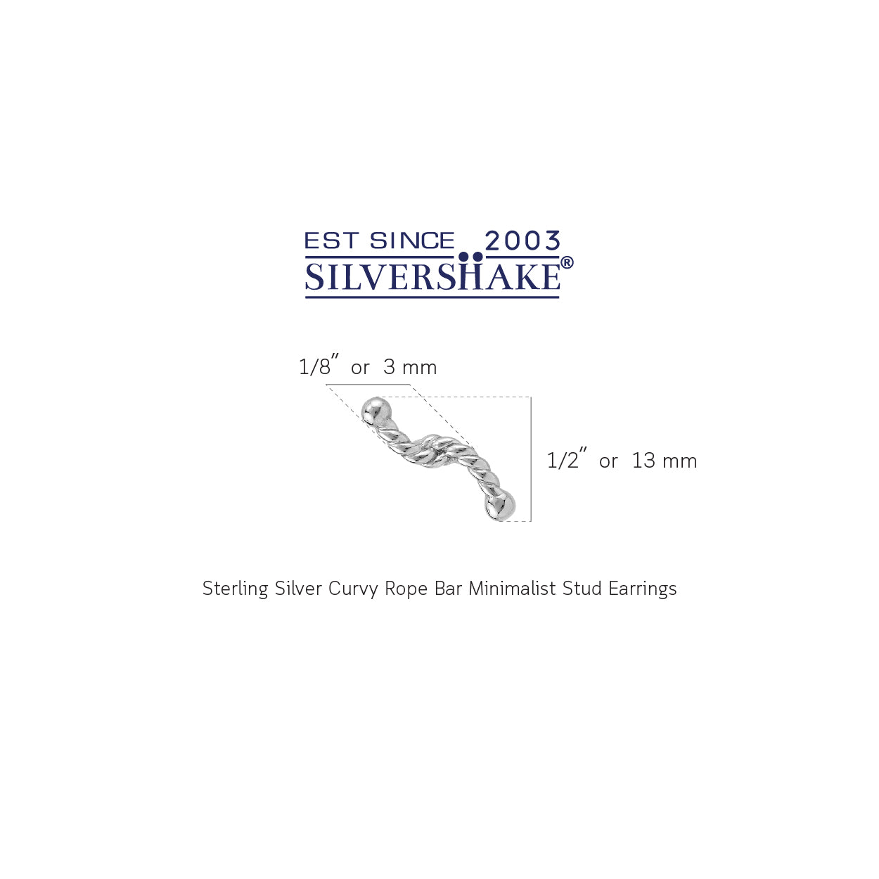 White Gold Plated 925 Sterling Silver Minimalist Trendy Chic Rope Cute Horizontal Stud Earrings Jewelry for Women - Silvershake-store