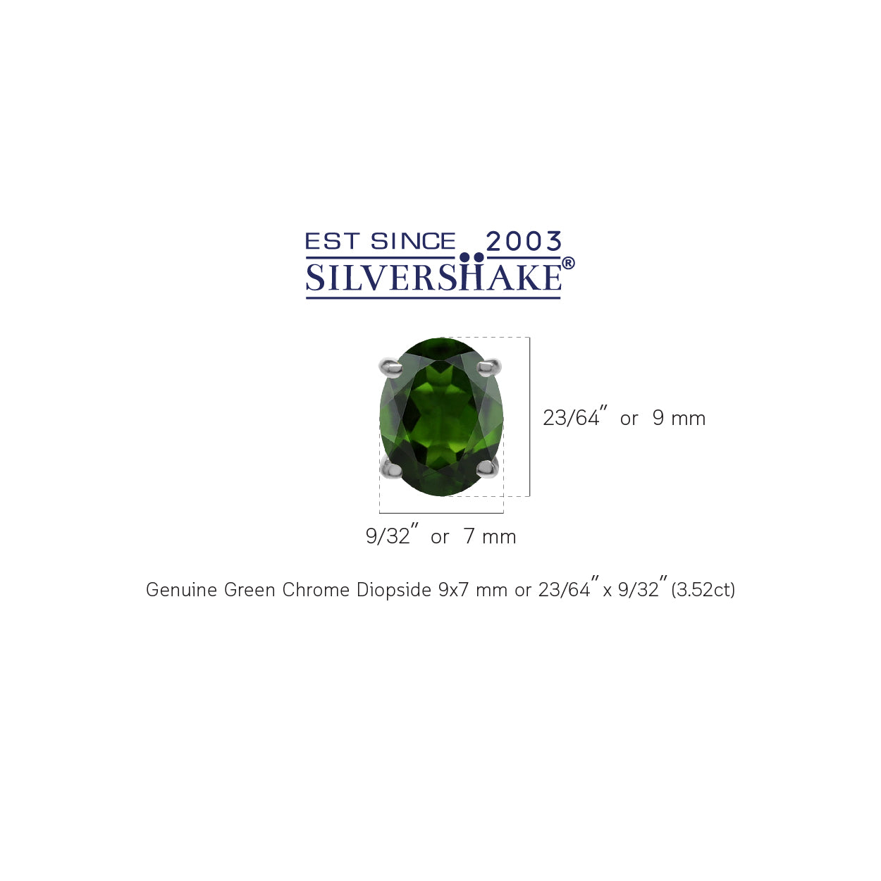 3.52 CTW 9X7mm Natural Oval Shape Green Chrome Diopside White Gold Plated 925 Sterling Silver Business Attire Stud Gemstone Earrings Jewelry for Women - Silvershake-store
