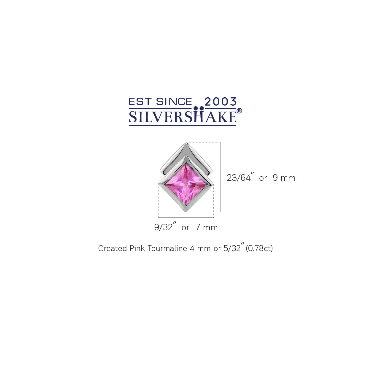 4MM Created Pink Tourmaline White Gold Plated 925 Sterling Silver Minimalist Square Geometric Stud Post Earrings October Gemstone Birthstone Jewelry for Women - Silvershake-store