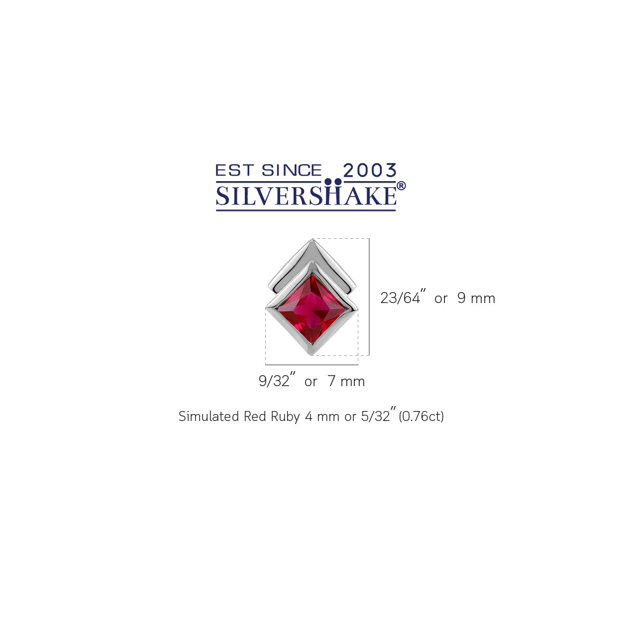 4MM Simulated Red Ruby White Gold Plated 925 Sterling Silver Minimalist Square Geometric Stud Post Earrings July Gemstone Birthstone Jewelry for Women - Silvershake-store