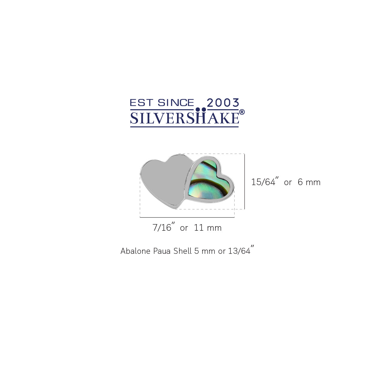 Abalone Paua Shell Inlay White Gold Plated 925 Sterling Silver Minimalist Twin Heart Casual Love Stud Post Earrings Jewelry for Women - Silvershake-store