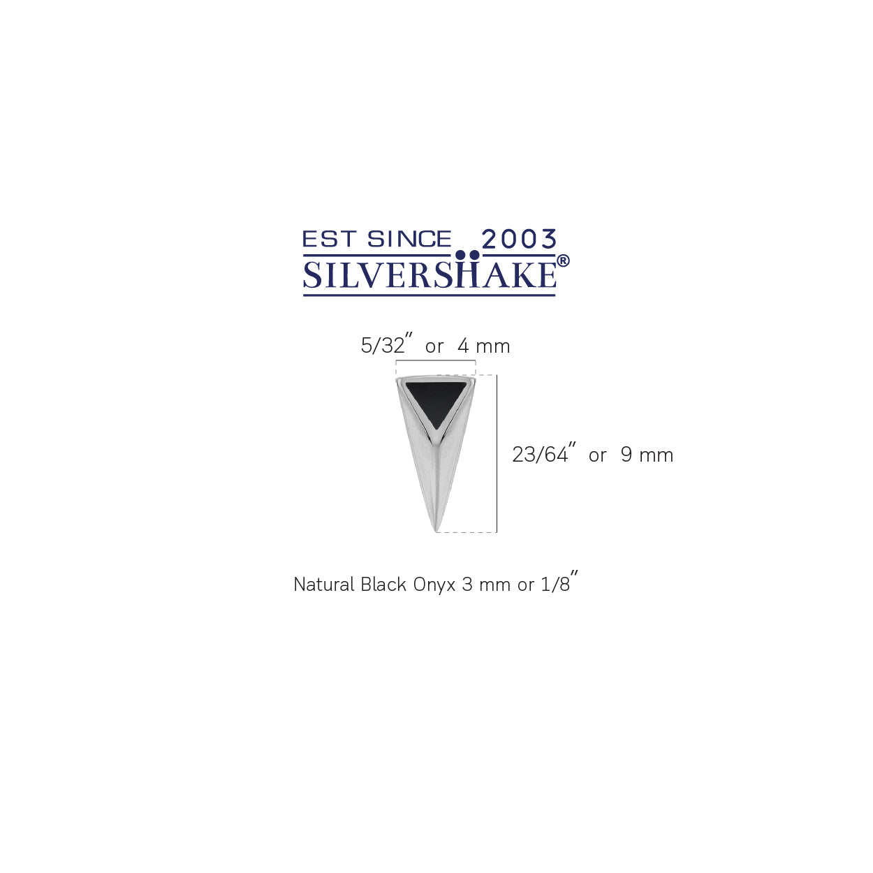 Natural Black Onyx Inlay White Gold Plated 925 Sterling Silver Minimalist Triangle Design Geometric Trendy Chic Stud Post Earrings Jewelry for Women - Silvershake-store