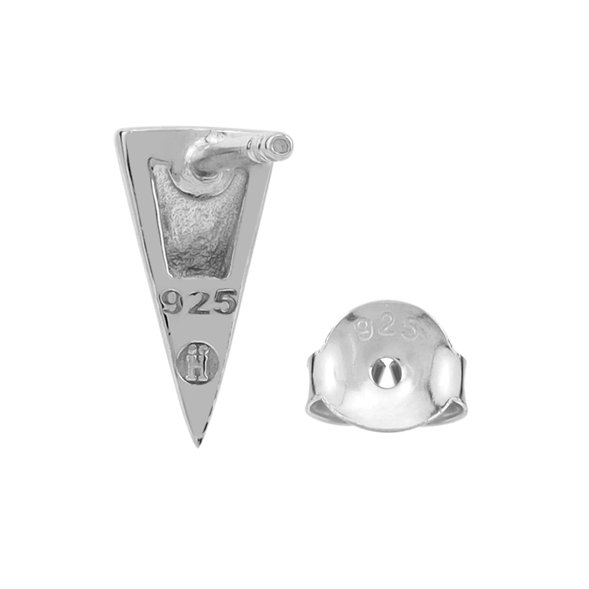 Natural Black Onyx Inlay White Gold Plated 925 Sterling Silver Minimalist Triangle Design Geometric Trendy Chic Stud Post Earrings Jewelry for Women - Silvershake-store