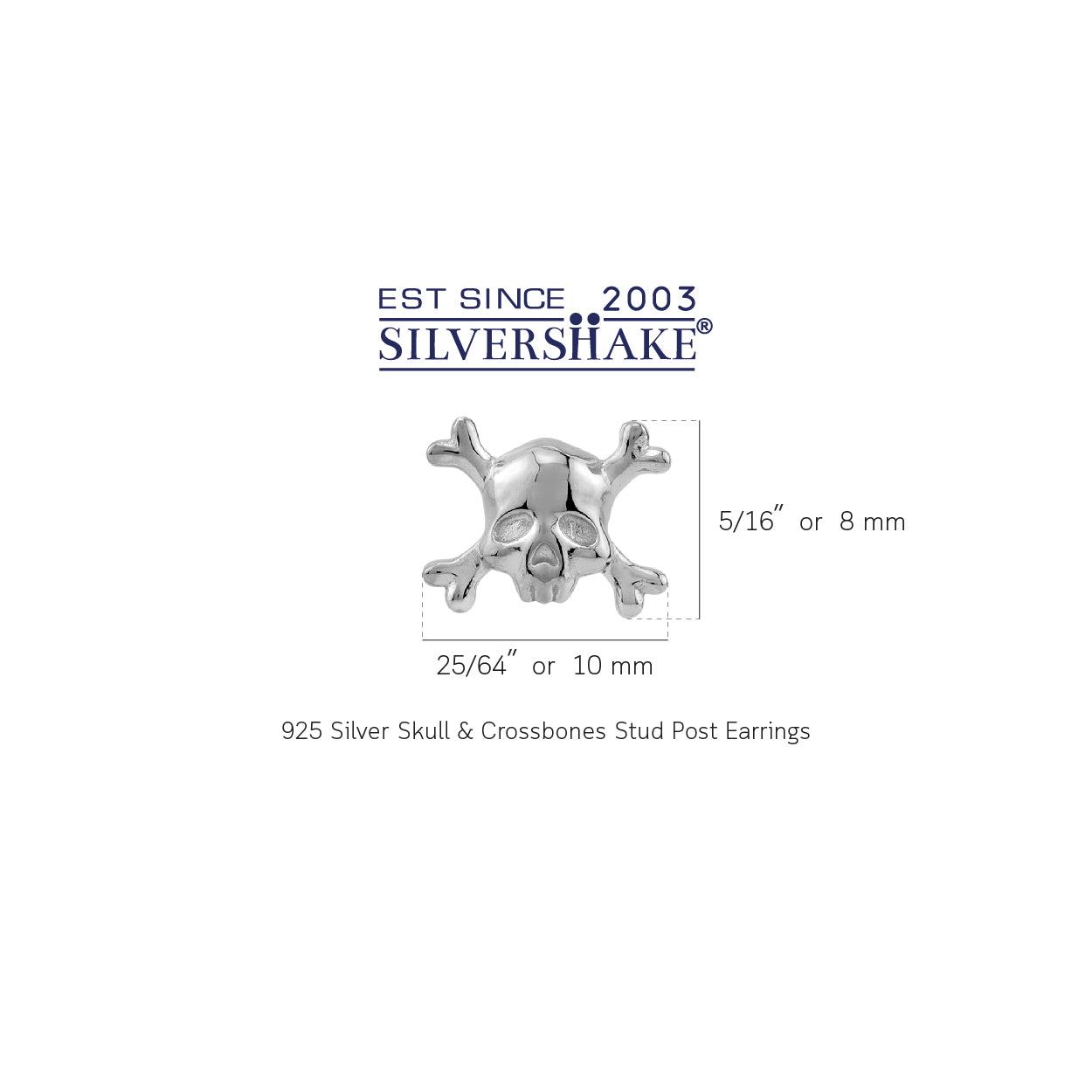 White Gold Plated 925 Sterling Silver Gothic Skull and Crossbones Stud Post Earrings Jewelry for Women - Silvershake-store