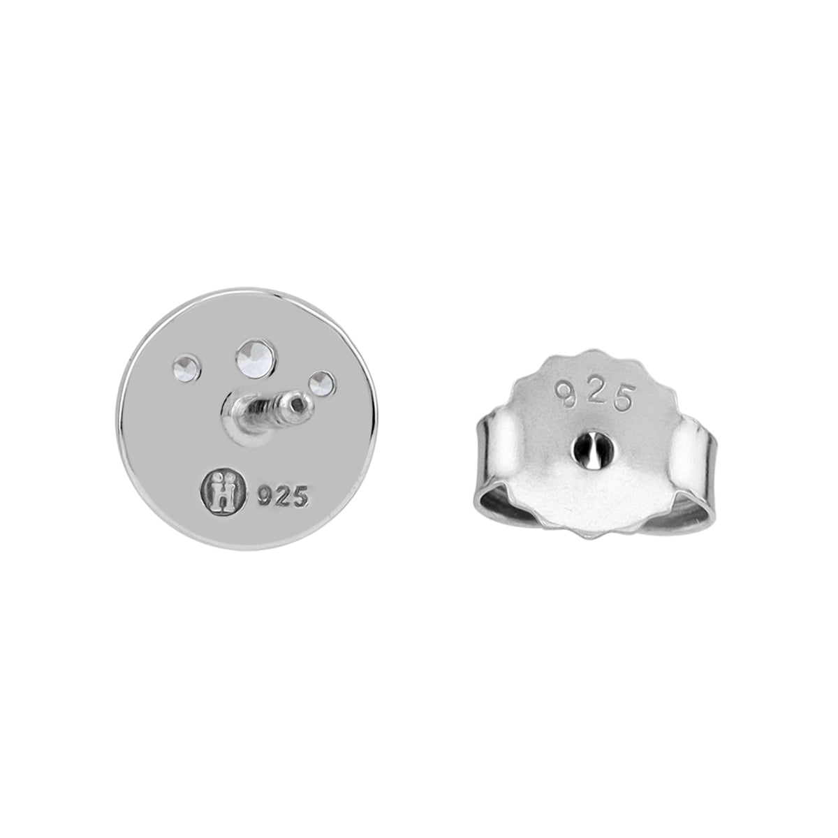 Petite Natural Black Onyx Inlay and Cubic Zirconia White Gold Plated 925 Sterling Silver Minimalist Trendy Chic Round Shape Stud Earrings Jewelry for Women - Silvershake-store