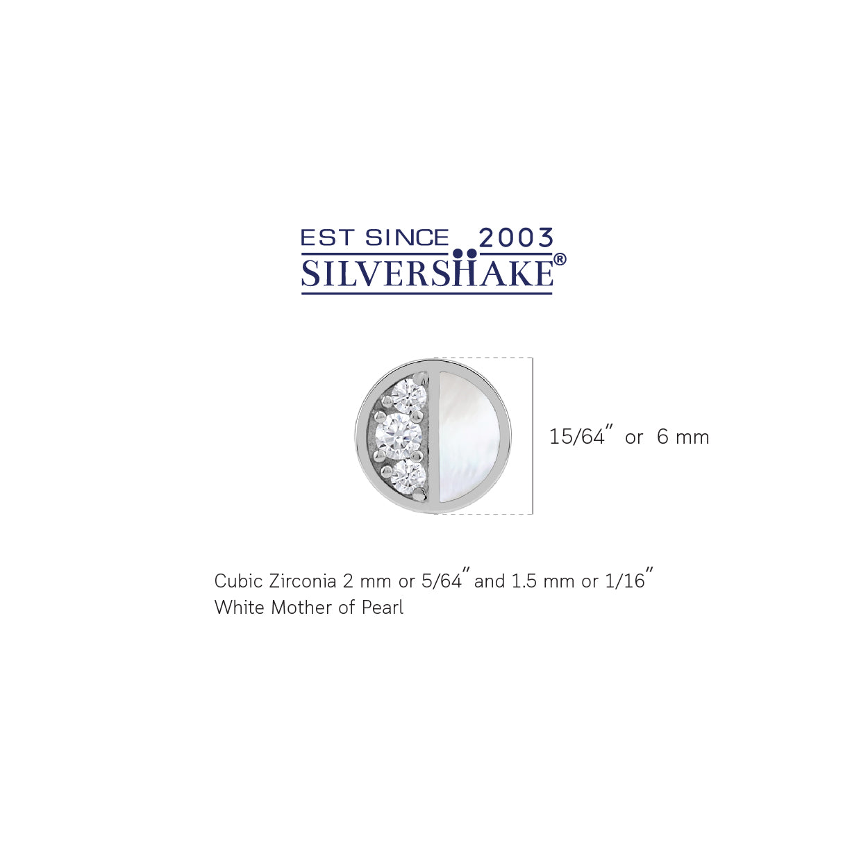 Petite Mother Of Pearl Inlay and Cubic Zirconia White Gold Plated 925 Sterling Silver Minimalist Trendy Chic Round Shape Stud Earrings Jewelry for Women - Silvershake-store