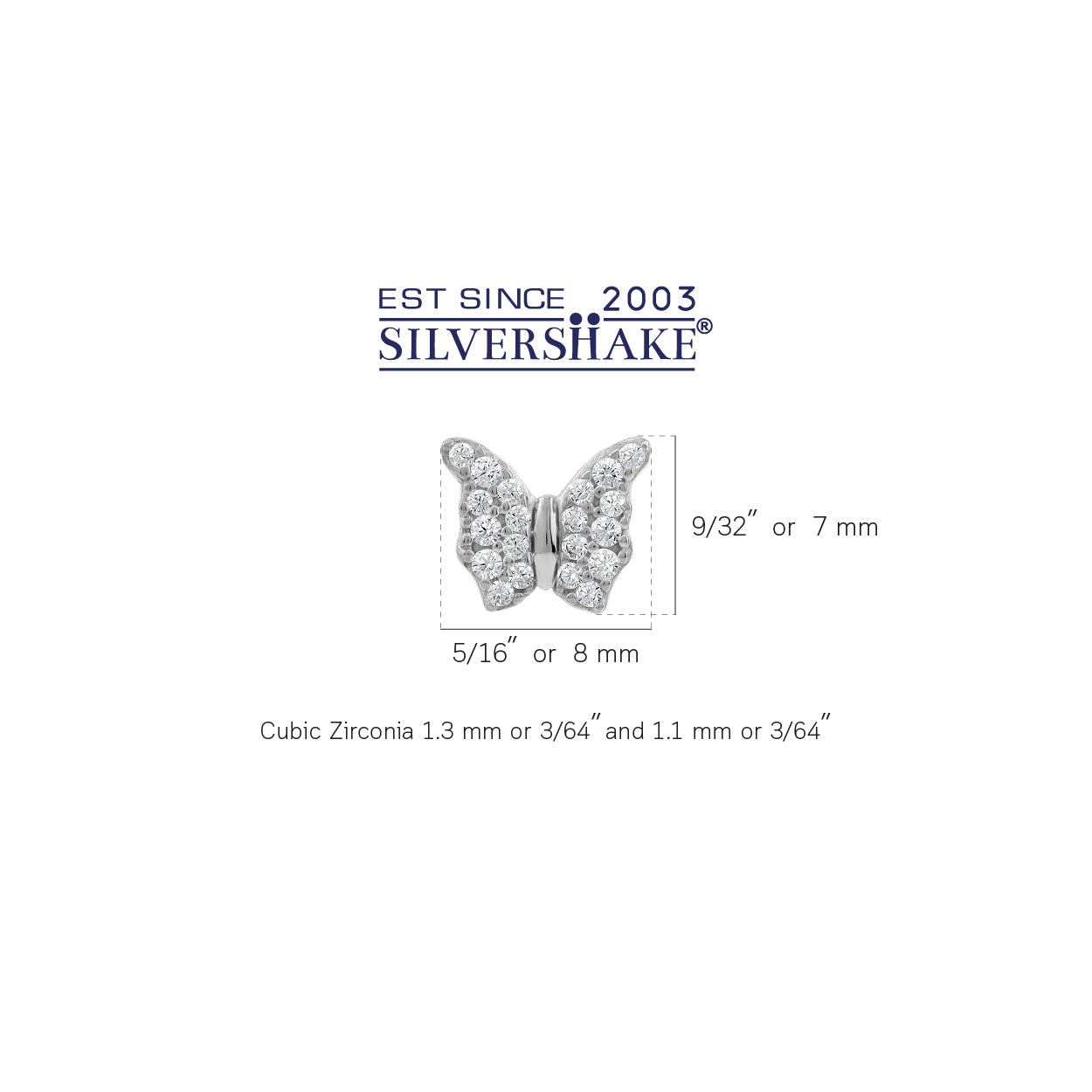 Cubic Zirconia White Gold Plated 925 Sterling Silver Minimalist Butterfly Trendy Chic Stud Earrings April Gemstone Birthstone Jewelry for Women - Silvershake-store
