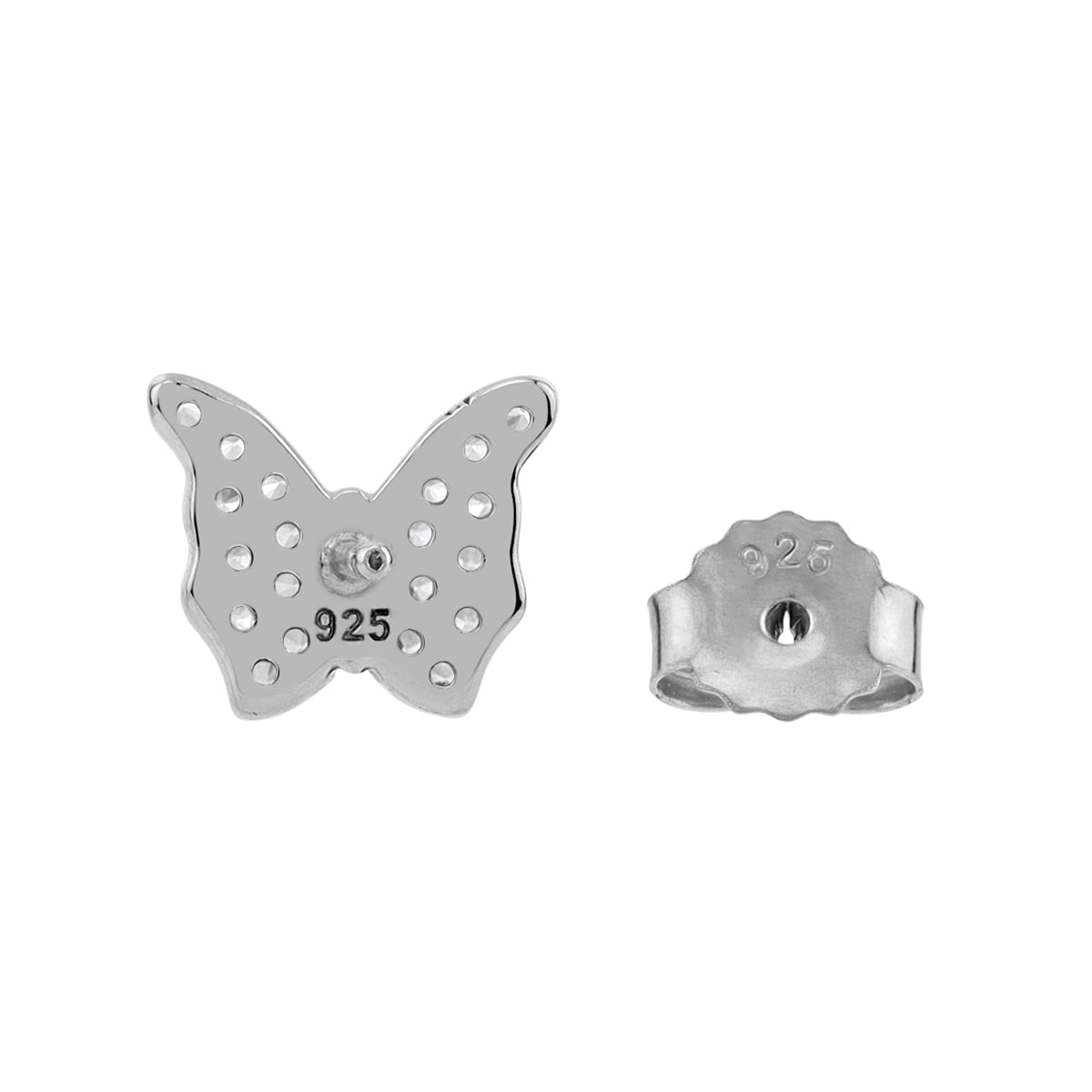 Cubic Zirconia White Gold Plated 925 Sterling Silver Minimalist Butterfly Trendy Chic Stud Earrings April Gemstone Birthstone Jewelry for Women - Silvershake-store