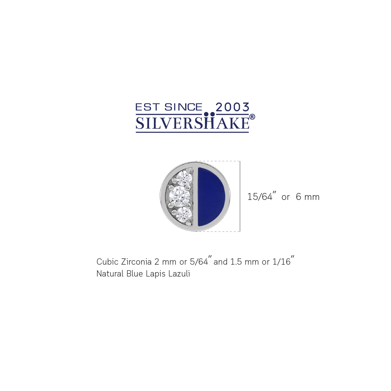 Petite Created Blue Lapis Lazuli Inlay and Cubic Zirconia White Gold Plated 925 Sterling Silver Minimalist Trendy Chic Round Shape Stud Earrings Jewelry for Women - Silvershake-store