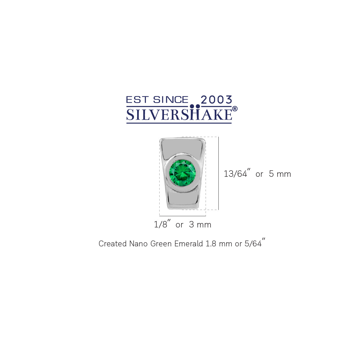 Ultra Petite Created Nano Green Emerald White Gold Plated 925 Sterling Silver Minimalist Tiny Casual Stud Post Earrings May Gemstone Birthstone Jewelry for Women - Silvershake-store