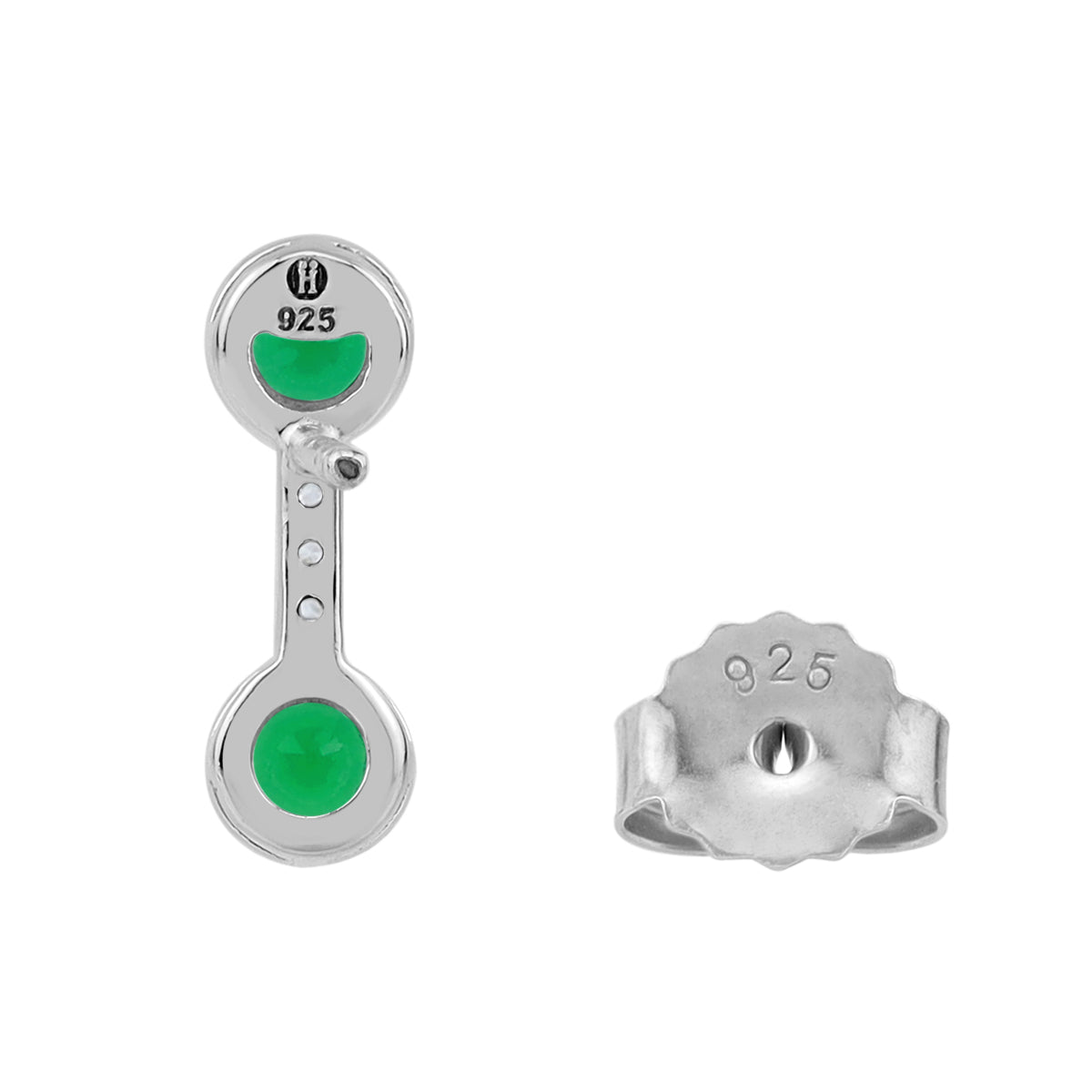 Created Nano Green Emerald White Gold Plated 925 Sterling Silver Minimalist Trendy Chic Stud Post Earrings May Gemstone Birthstone Jewelry for Women - Silvershake-store