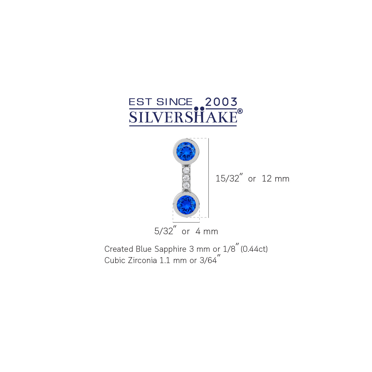 Created Blue Sapphire White Gold Plated 925 Sterling Silver Minimalist Trendy Chic Stud Post Earrings September Gemstone Birthstone Jewelry for Women - Silvershake-store