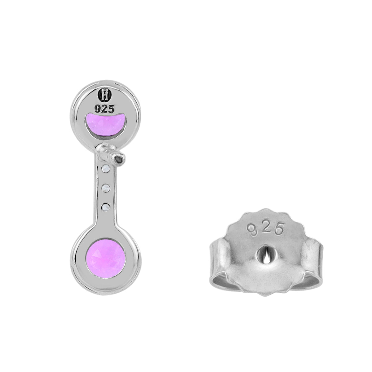 Created Pink Tourmaline White Gold Plated 925 Sterling Silver Minimalist Trendy Chic Stud Post Earrings October Gemstone Birthstone Jewelry for Women - Silvershake-store