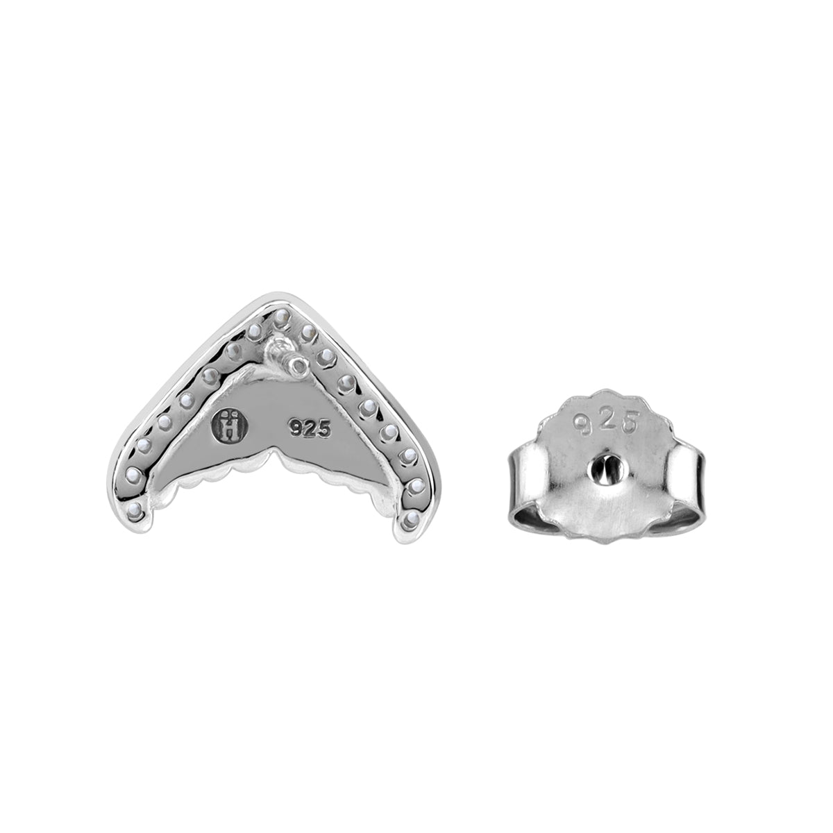 Cubic Zirconia White Gold Plated 925 Sterling Silver Dolphin / Whale Tail / Mermaid Sealife Fish Casual Stud Post Earrings April Gemstone Birthstone Jewelry for Women - Silvershake-store