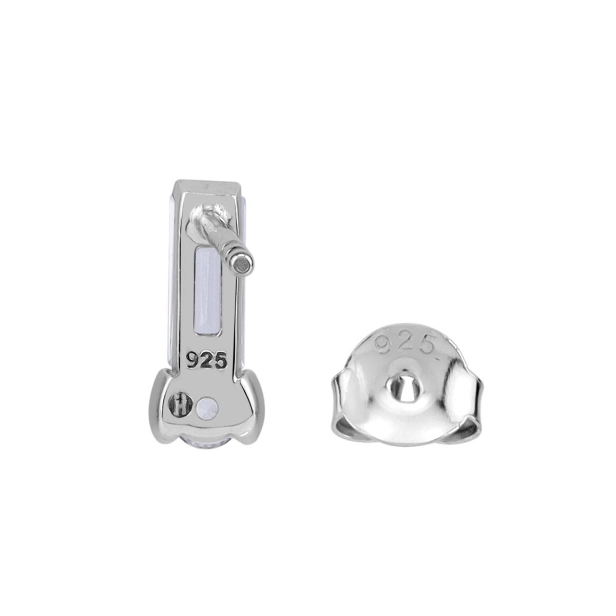 Petite Cubic Zirconia White Gold Plated 925 Sterling Silver Minimalist Trendy Chic Geometric Stud Post Earrings April Gemstone Birthstone Jewelry for Women - Silvershake-store