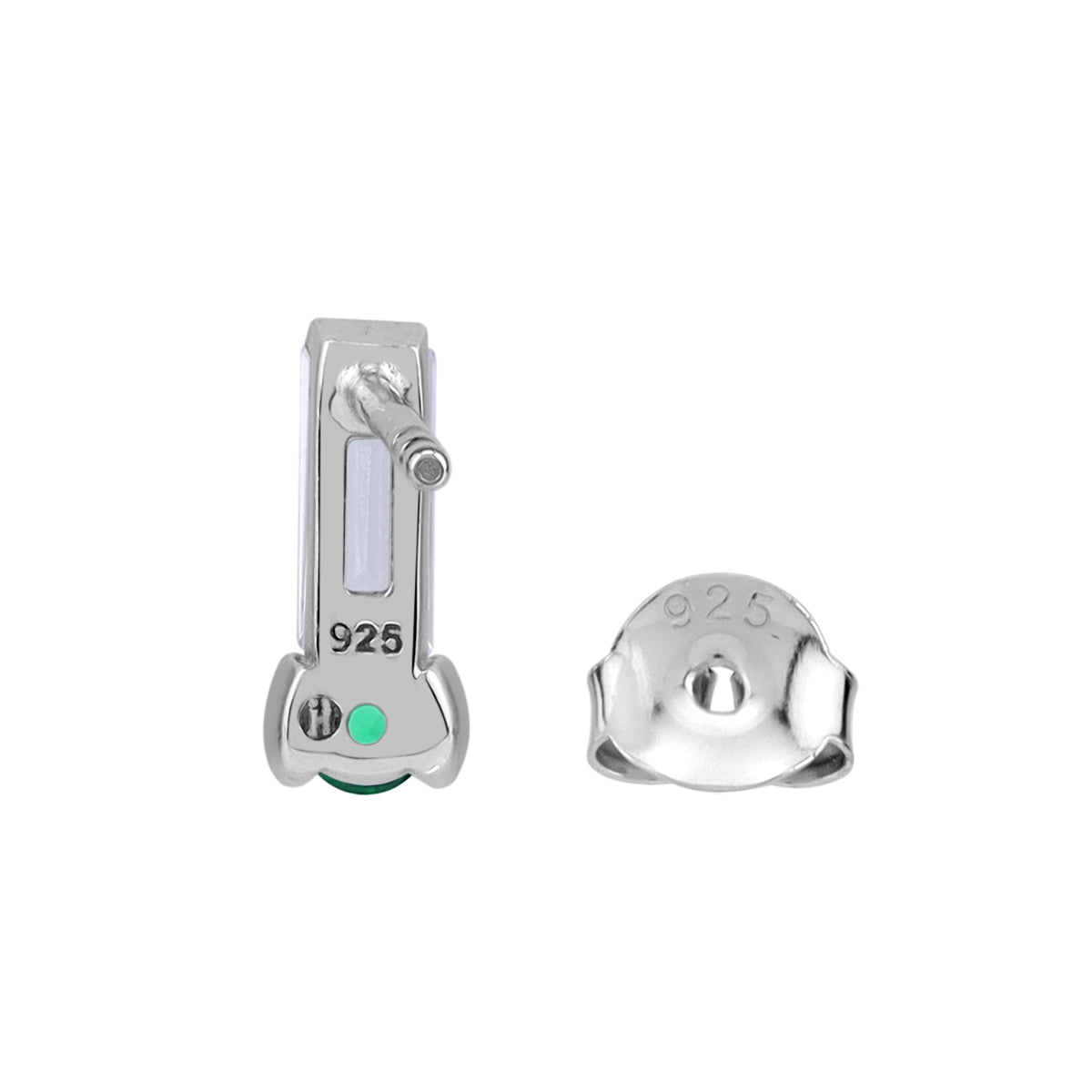 Petite Cubic Zirconia and Created Nano Green Emerald White Gold Plated 925 Sterling Silver Minimalist Trendy Chic Geometric Stud Post Earrings Jewelry for Women - Silvershake-store