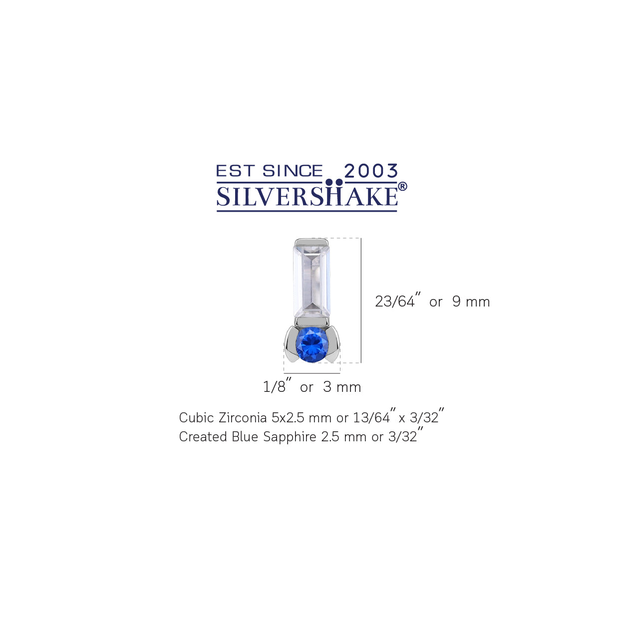 Petite Cubic Zirconia and Created Blue Sapphire White Gold Plated 925 Sterling Silver Minimalist Trendy Chic Geometric Stud Post Earrings Jewelry for Women - Silvershake-store