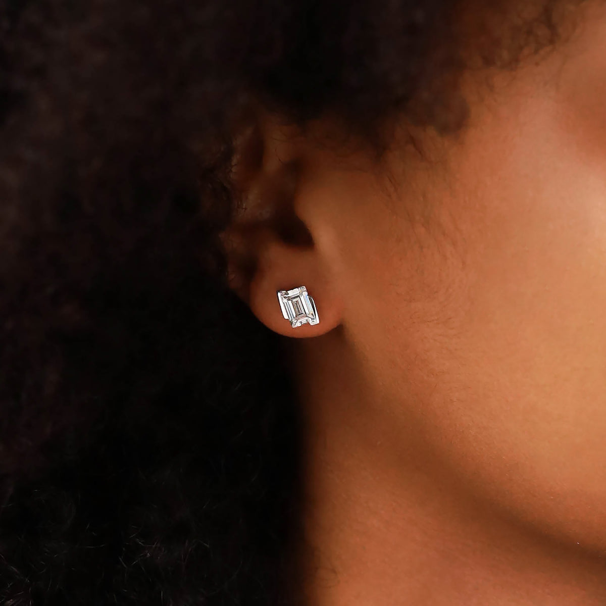 7X5mm Baguette White CZ 925 Sterling Silver Minimalist Trendy Chic Geometric Stud Post Earrings silvershake