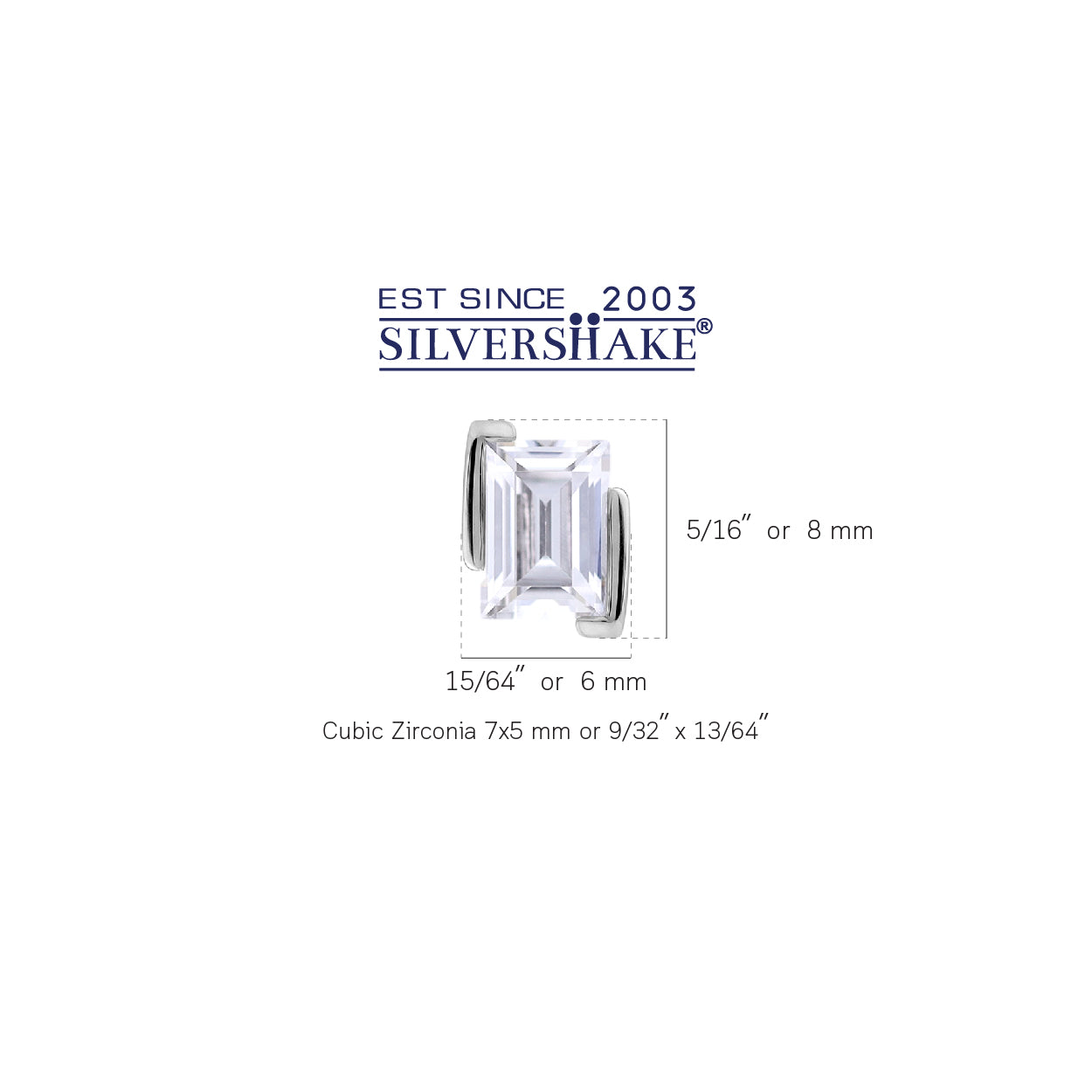7X5mm Baguette White CZ 925 Sterling Silver Minimalist Trendy Chic Geometric Stud Post Earrings silvershake