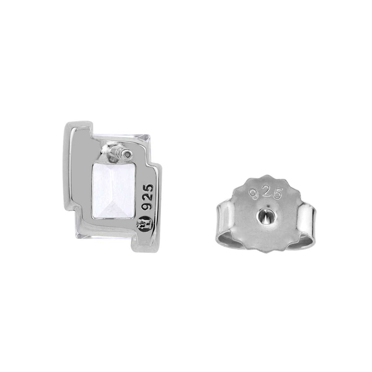 7X5mm Baguette White CZ 925 Sterling Silver Minimalist Trendy Chic Geometric Stud Post Earrings silvershake