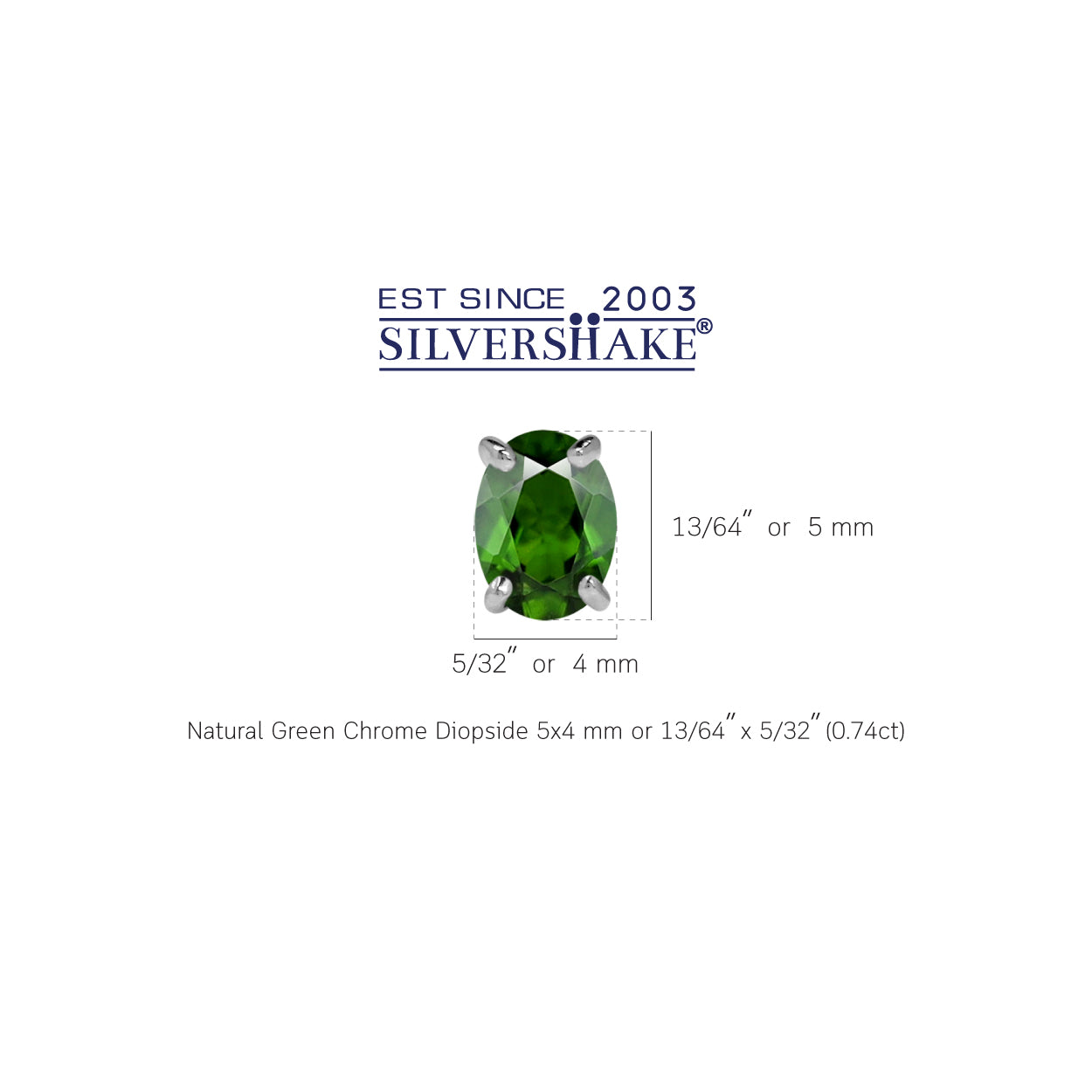 5X4mm Petite Natural Oval Shape Green Chrome Diopside 925 Sterling Silver Stud Earrings silvershake