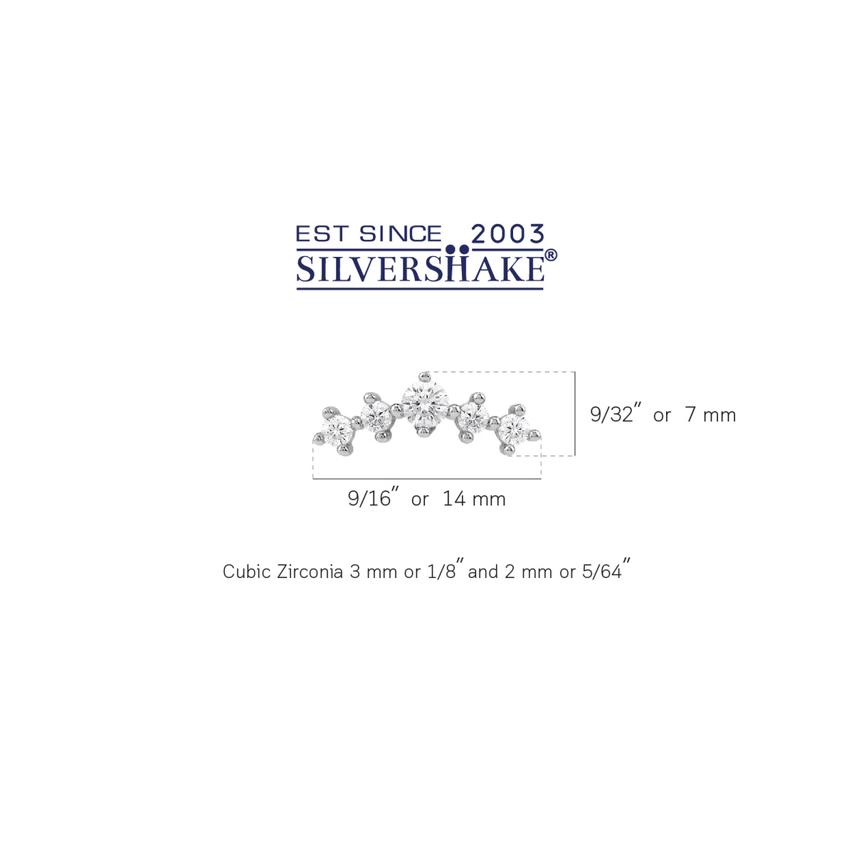 5-Stone White Cubic Zirconia 925 Sterling Silver Trendy Journey Climber Horizontal Stud Earrings silvershake