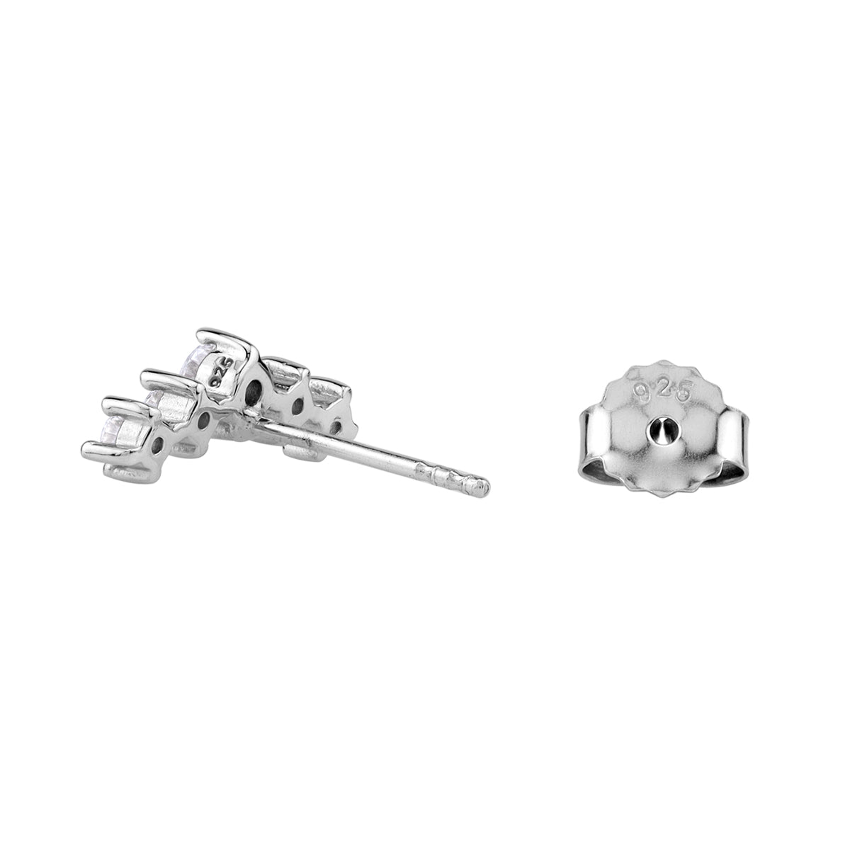 5-Stone White Cubic Zirconia 925 Sterling Silver Trendy Journey Climber Horizontal Stud Earrings silvershake