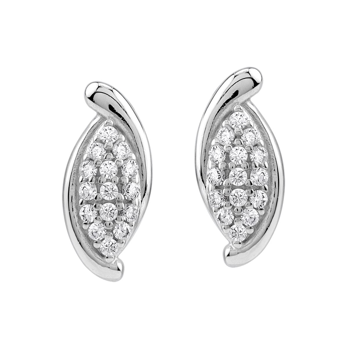 Cubic Zirconia White Gold Plated 925 Sterling Silver Trendy Chic Drop Stud Post Earrings silvershake