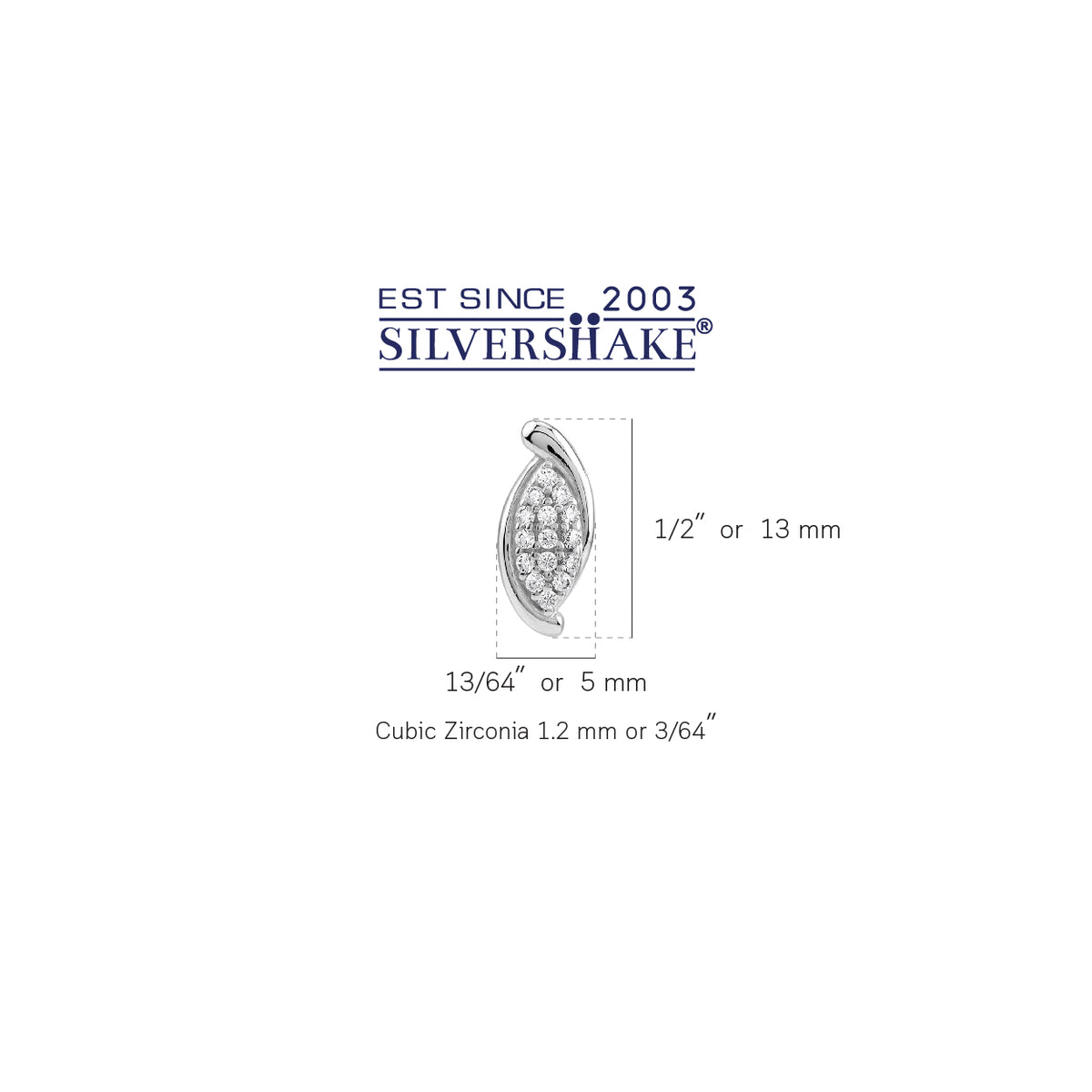 Cubic Zirconia White Gold Plated 925 Sterling Silver Trendy Chic Drop Stud Post Earrings silvershake