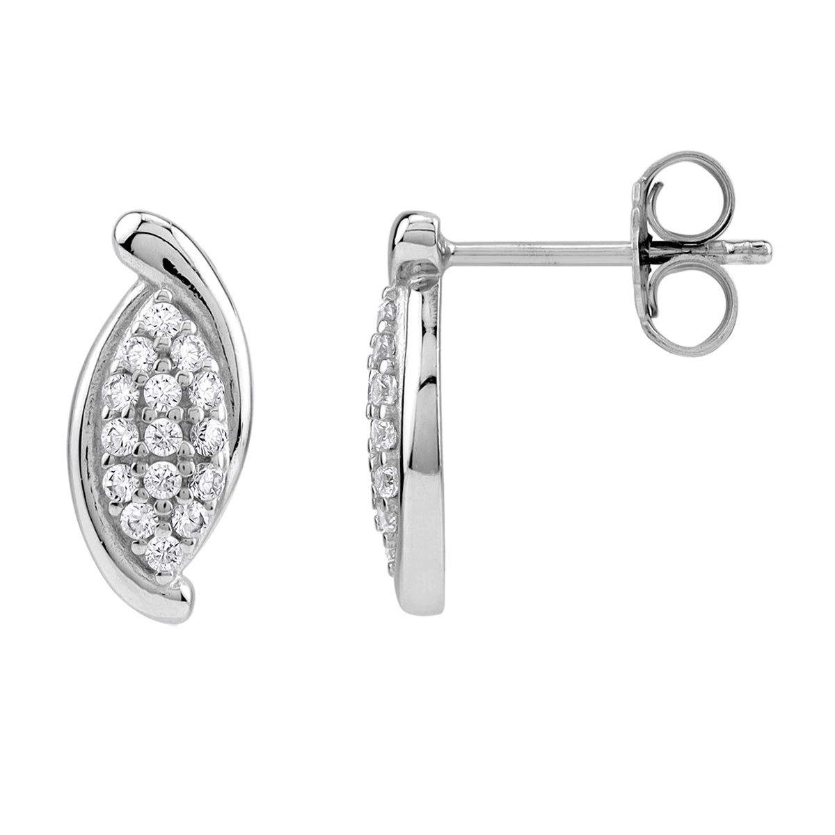 Cubic Zirconia White Gold Plated 925 Sterling Silver Trendy Chic Drop Stud Post Earrings silvershake