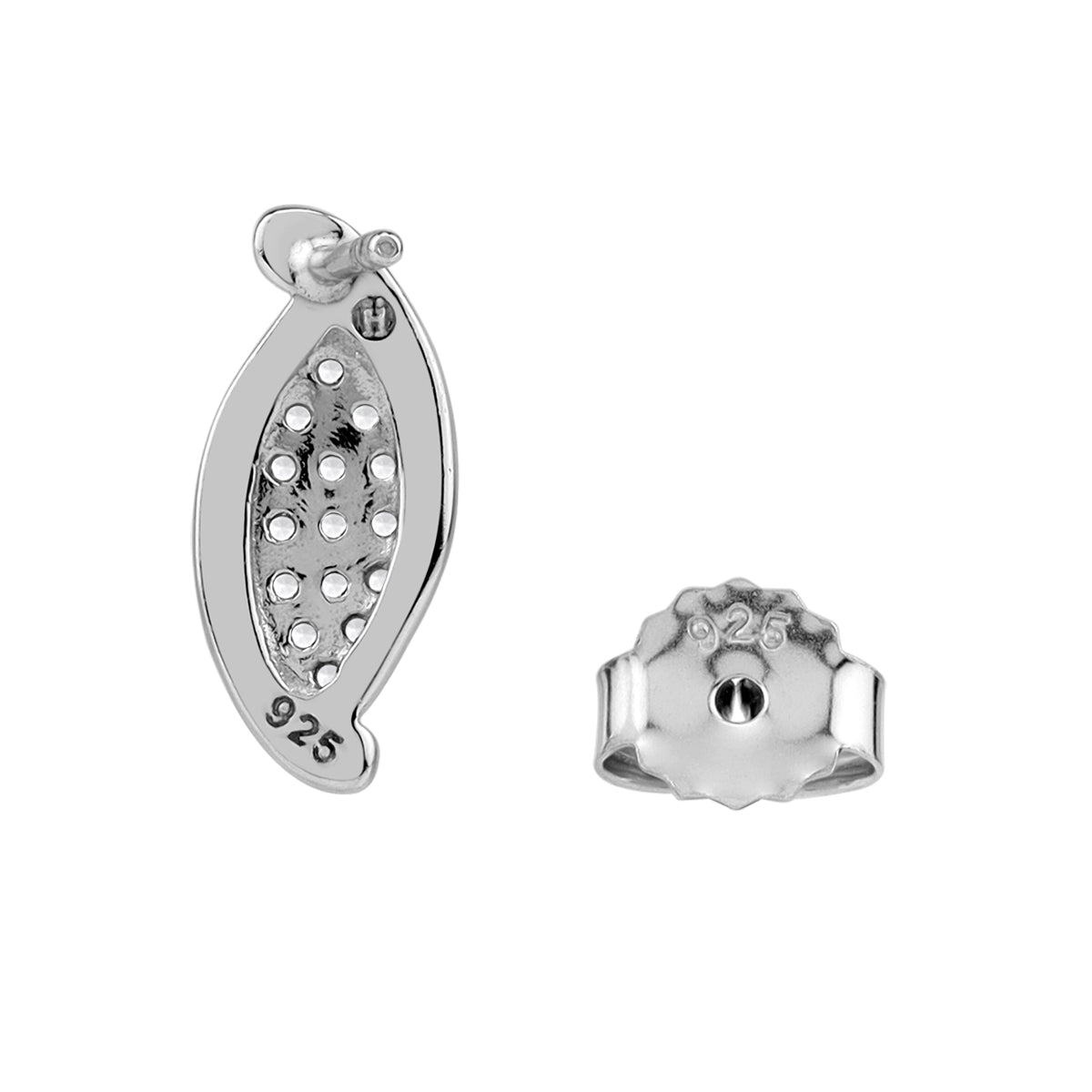 Cubic Zirconia White Gold Plated 925 Sterling Silver Trendy Chic Drop Stud Post Earrings silvershake