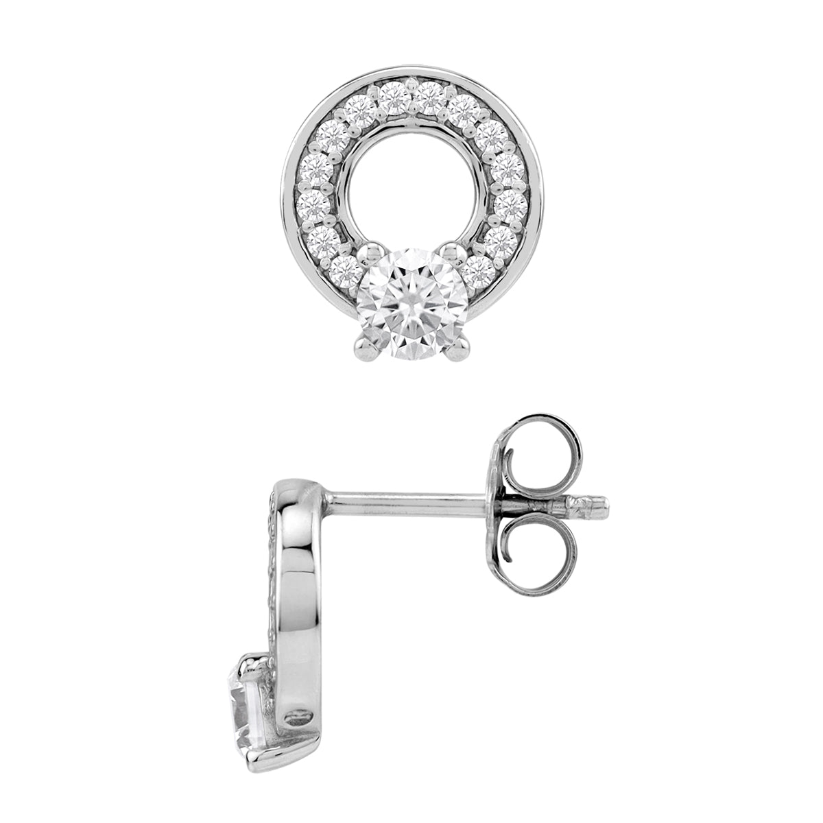 Round Shape White CZ 925 Sterling Silver Minimalist O Circle Trendy Geometric Stud Post Earrings silvershake