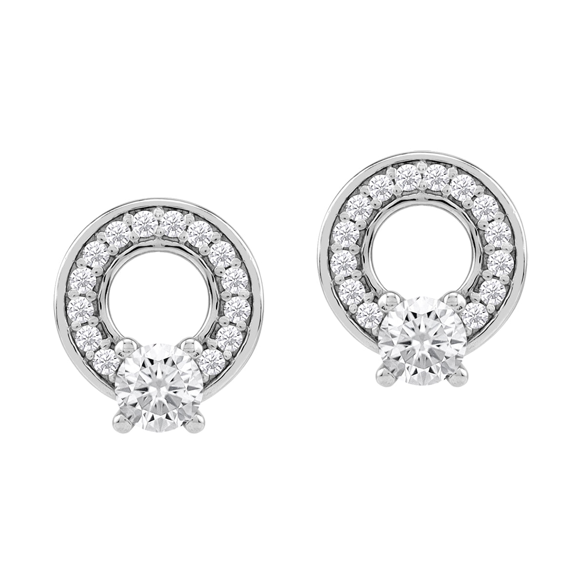 Round Shape White CZ 925 Sterling Silver Minimalist O Circle Trendy Geometric Stud Post Earrings silvershake