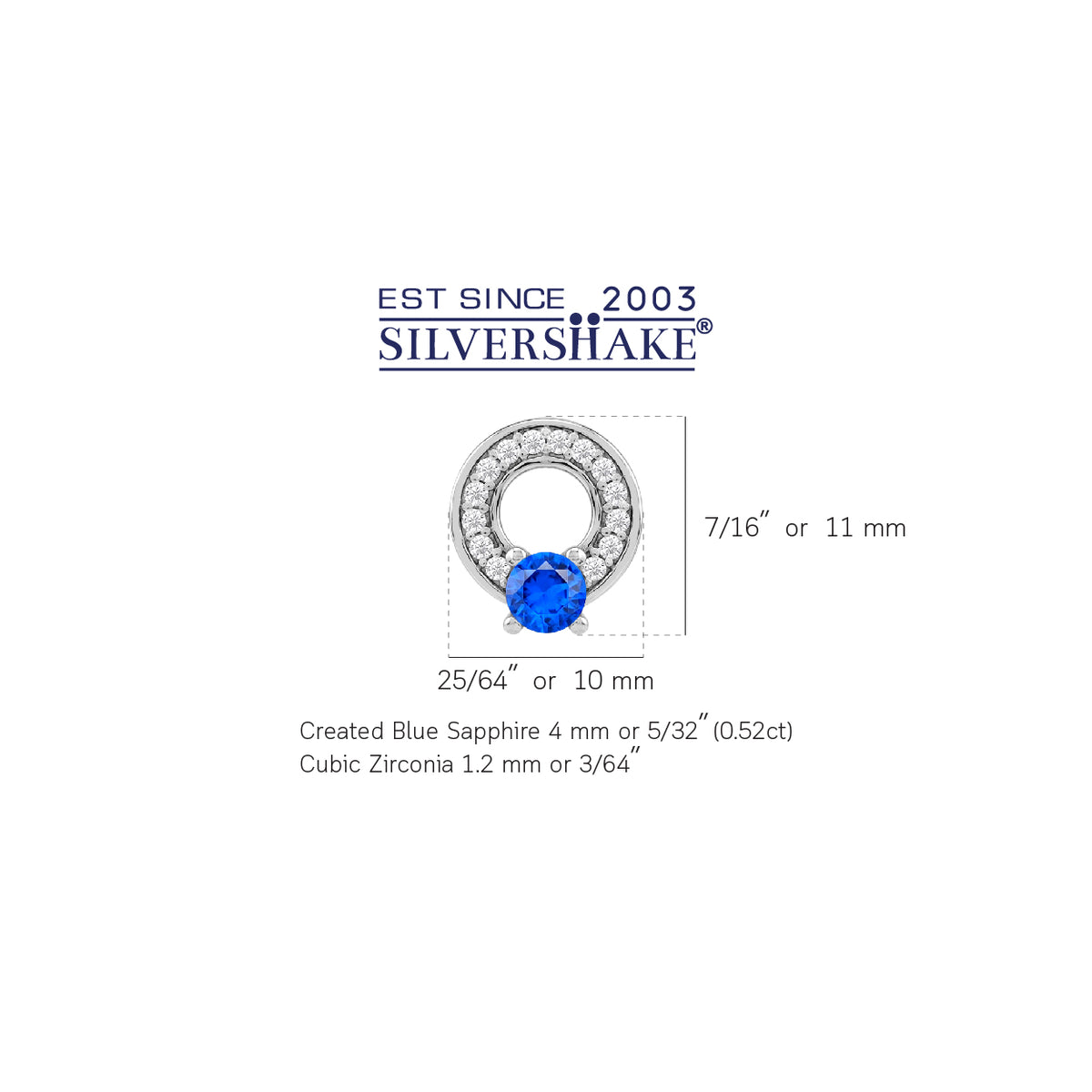 Round Blue Sapphire & CZ 925 Sterling Silver Minimalist O Circle Trendy Geometric Stud Post Earrings silvershake